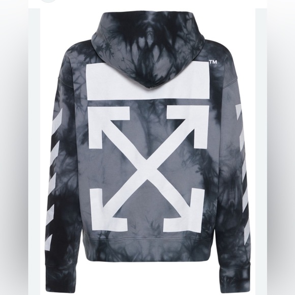 Rare OFF-WHITE Fall 2022 Tie Dye Cotton Loose Hoodie In Grey